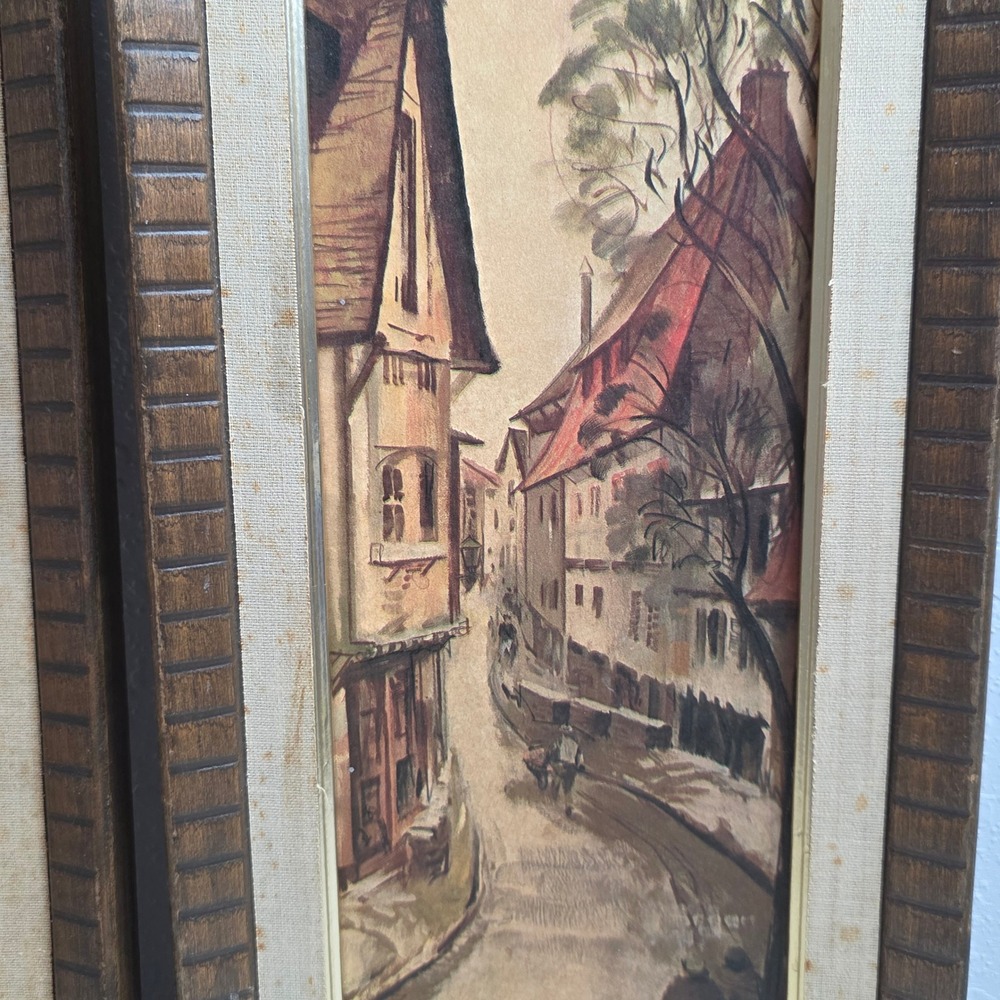 Vintage MCM Set Alex Yaworski Lithograph Prints‎ European Street Scenes FLAWED - Picture 8 of 16